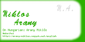 miklos arany business card